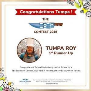 Bodo Chef contest 2019 1st edition 1st runner up Tumpa Roy at Howard Johnson Kolkata