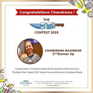 Chandrama Majumadae 2nd runner up Bodo Chef Contest 1st edition at Howard Johnson Kolkata